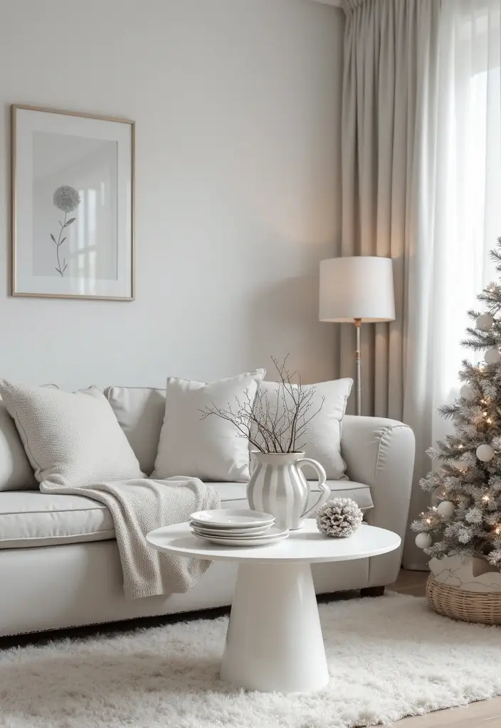 25 Christmas Home Decor Ideas Living Room Looks That Spark Joy - 12. Monochromatic Color Scheme