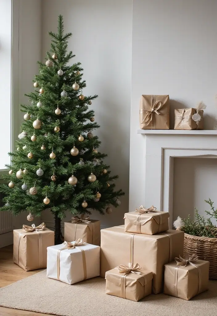 25 Christmas Home Decor Ideas Living Room Looks That Spark Joy - 20. Thoughtful Gift Displays