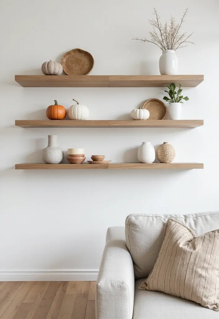 25 Christmas Home Decor Ideas Living Room Looks That Spark Joy - 24. Floating Shelves with Decor