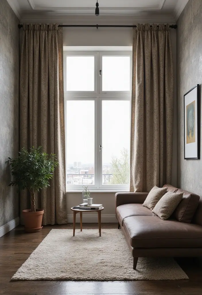 25 Curtains Living Room Modern Home Decor Looks You’ll Love - 17. Industrial-Inspired Fabrics