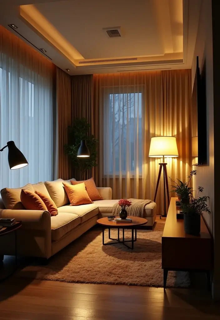 25 Decor Home Living Room Small Spaces Layouts That Inspire - 13. Layered Lighting 