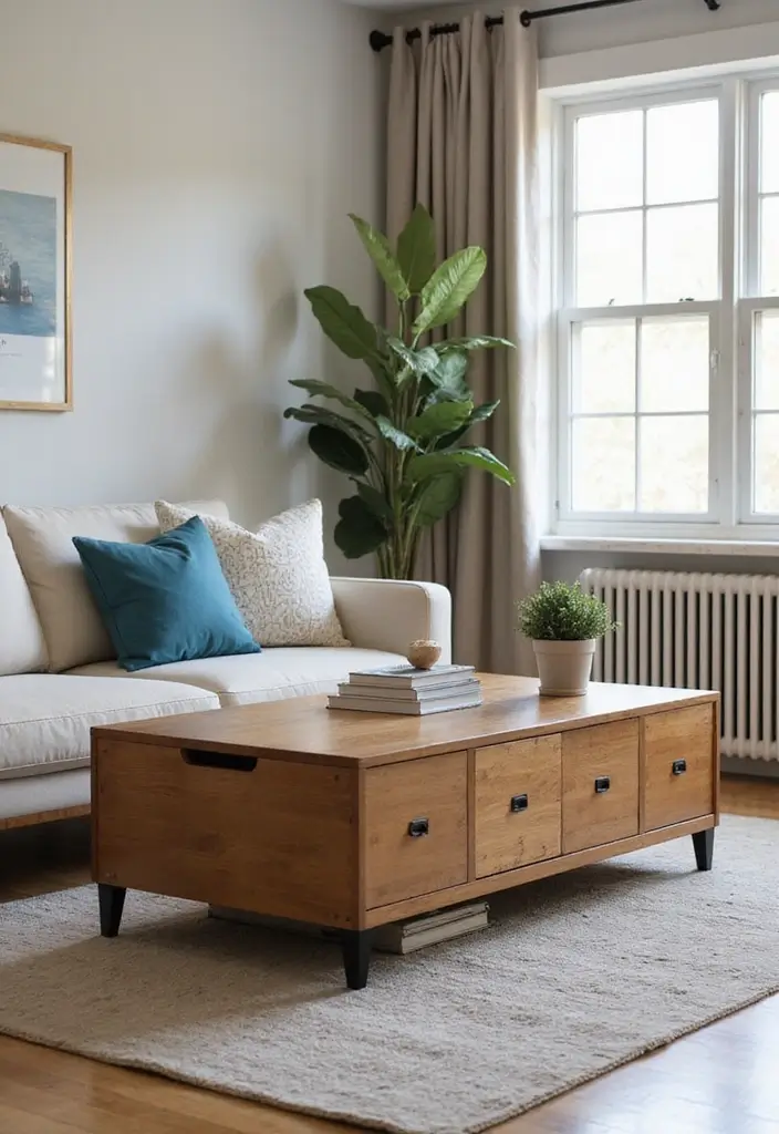 25 Decor Home Living Room Small Spaces Layouts That Inspire - 18. Functional Coffee Tables