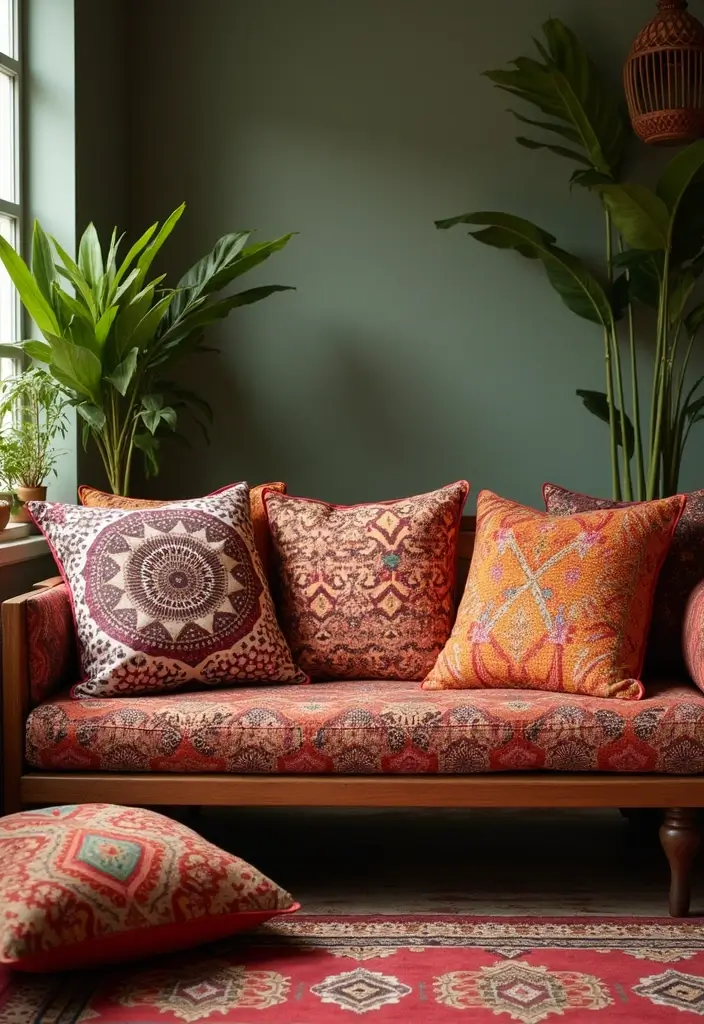 25 Ethnic Home Decor Indian Interior Design with Cultural Flair - 22. Sustainable Decorative Pillows