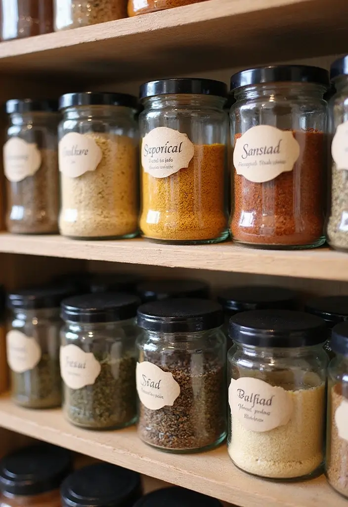 25 Fall Decor Ideas for the Home Kitchens That Feel Festive - 13. Spice Jars with Seasonal Labels