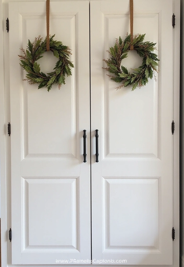 25 Fall Decor Ideas for the Home Kitchens That Feel Festive - 6. Wreaths on Cabinet Doors