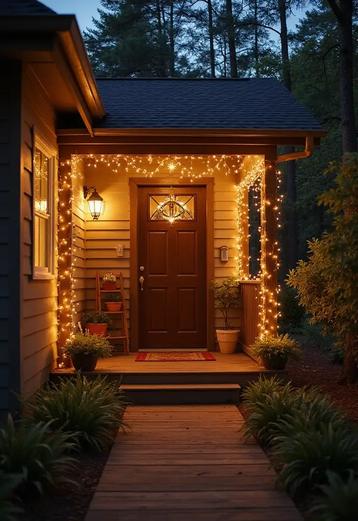 25 Fall Decor Ideas for the Home Porch That Wow Visitors - 10. Twinkling Fairy Lights