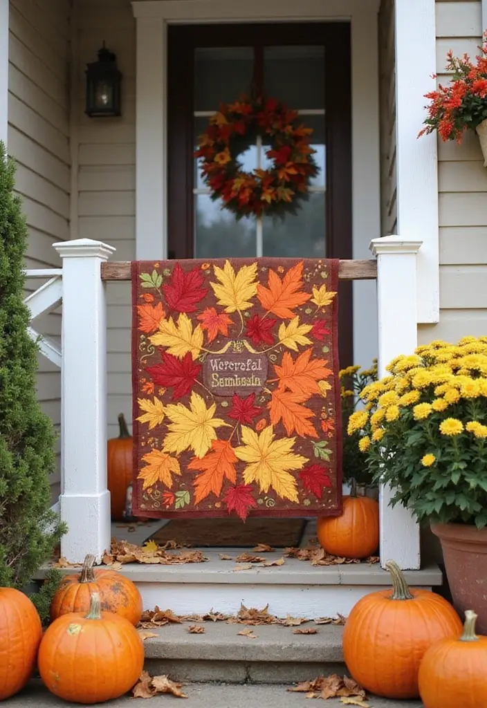 25 Fall Decor Ideas for the Home Porch That Wow Visitors - 19. Colorful Fall Banners