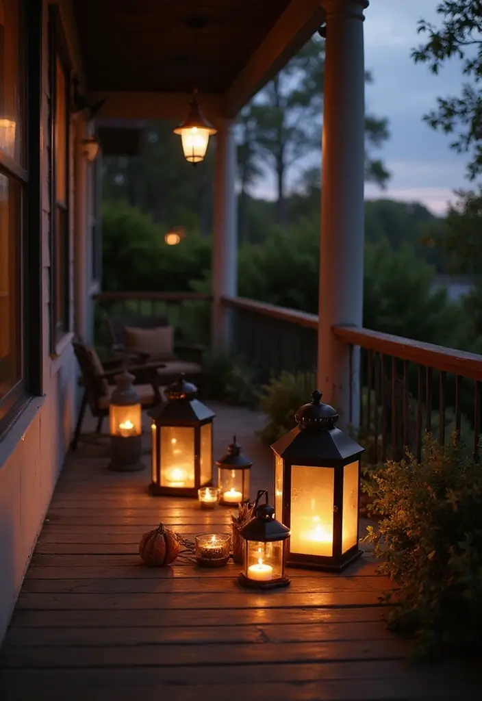 25 Fall Decor Ideas for the Home Porch That Wow Visitors - 5. Lanterns and Candlelight