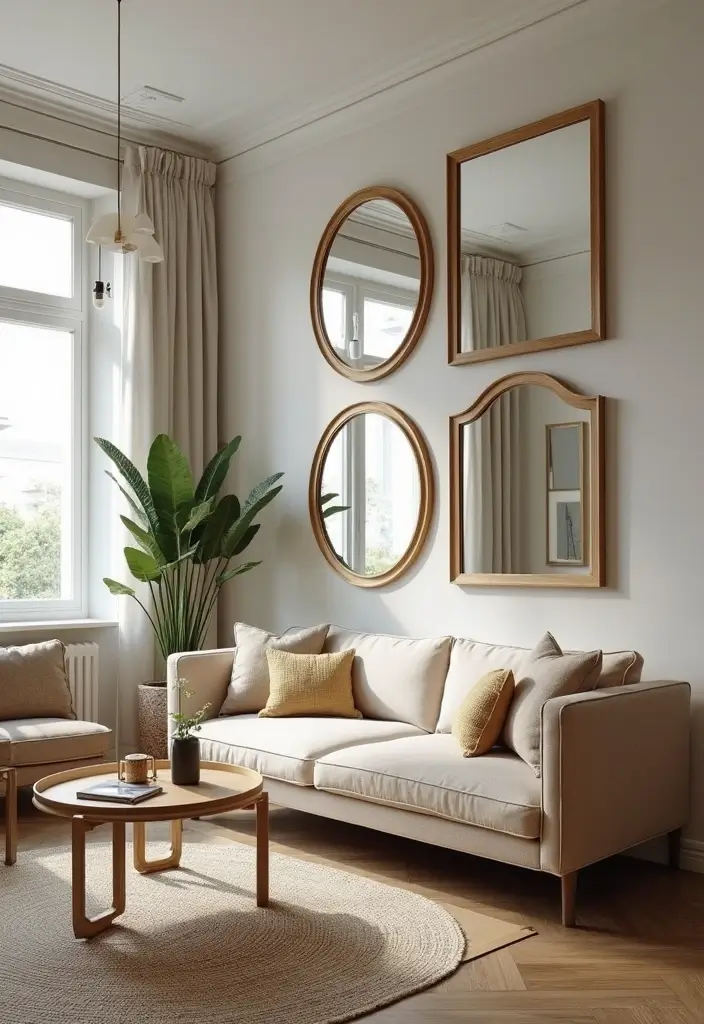 25 Home Decor Ideas for Living Room Cozy Small Spaces: Tiny House Inspiration - 11. Creative Use of Mirrors