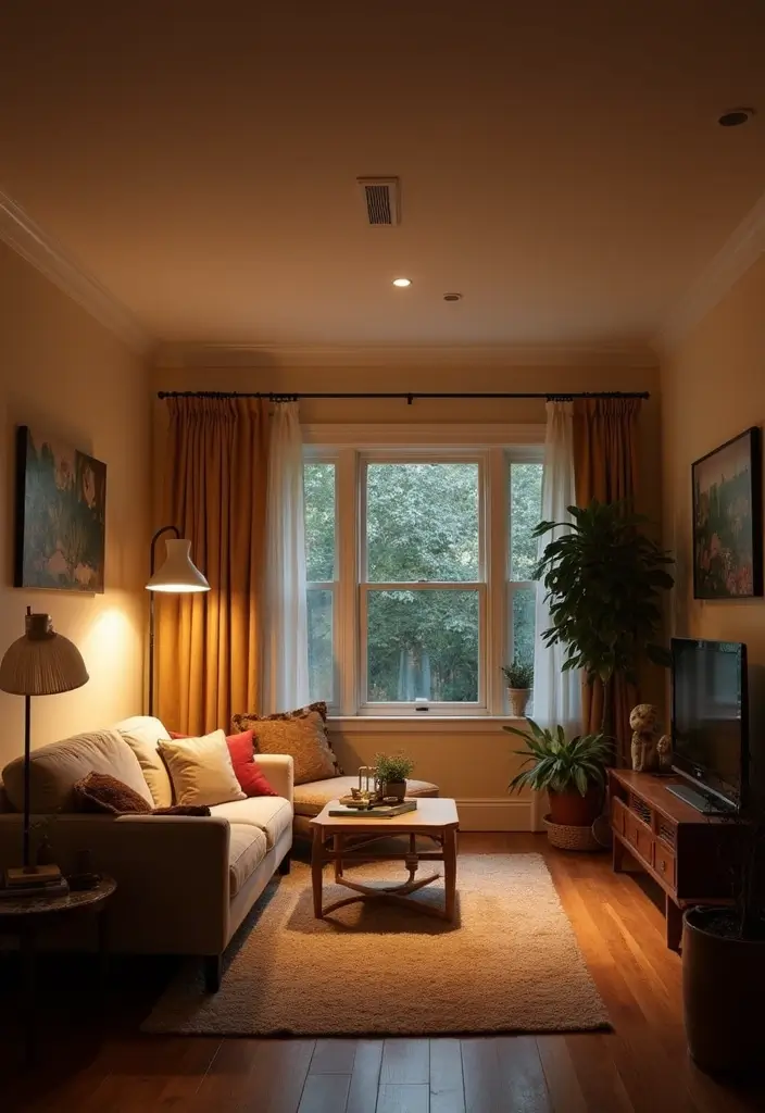 25 Home Decor Ideas for Living Room Cozy Small Spaces: Tiny House Inspiration - 21. Layered Lighting Options