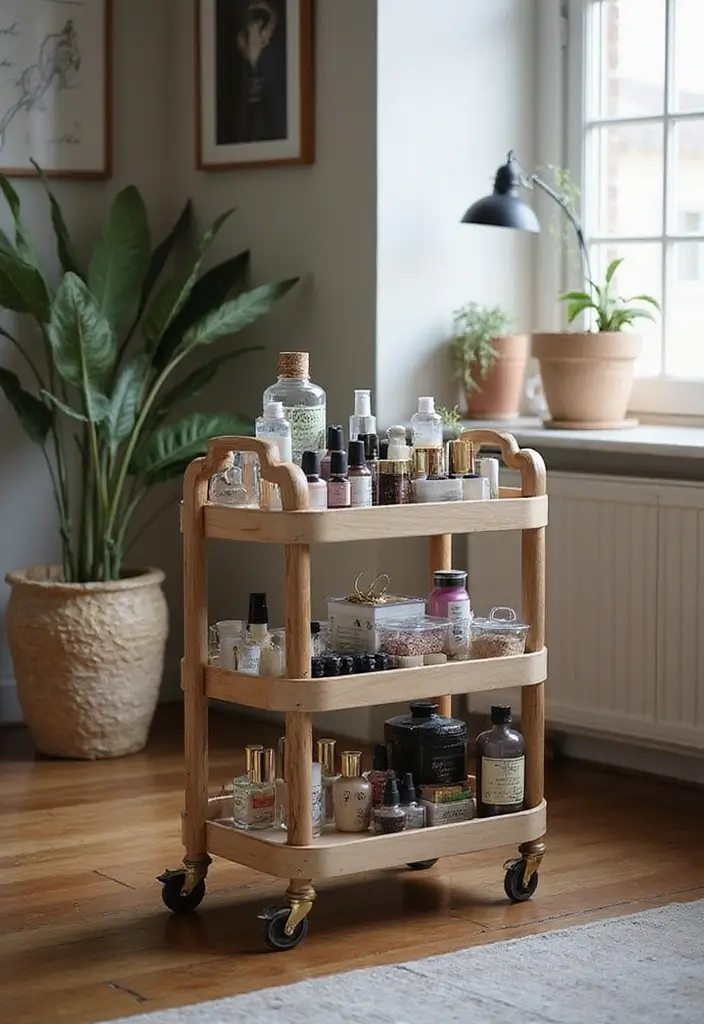 25 Nail Salon Decor Small at Home Ideas for a Chic Setup - 16. Elegant Trolley for Supplies
