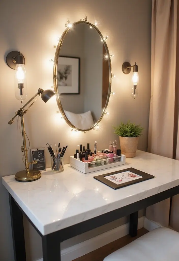 25 Nail Salon Decor Small at Home Ideas for a Chic Setup - 2. Chic Vanity Table
