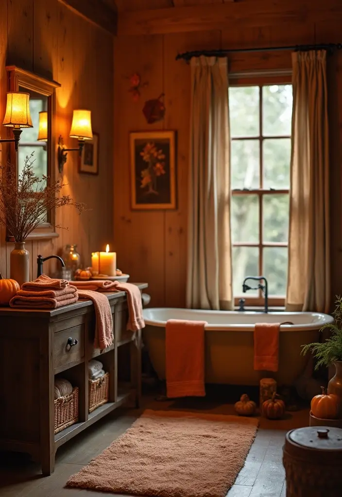 25 Simple Fall Decor Ideas for the Home That Feel Warm and Cozy - 16. Seasonal Bath Accessories
