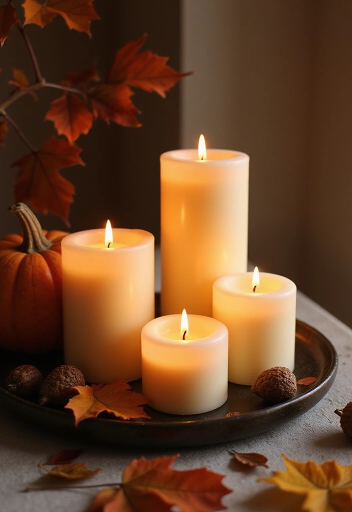 25 Simple Fall Decor Ideas for the Home That Feel Warm and Cozy - 4. Candle Displays