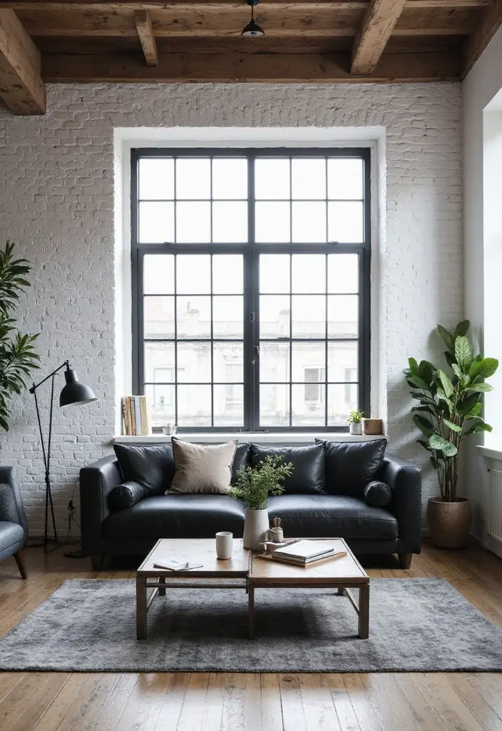 27 Black and White Home Decor Living Room Looks That Never Go Out of Style - 15. Industrial Edge