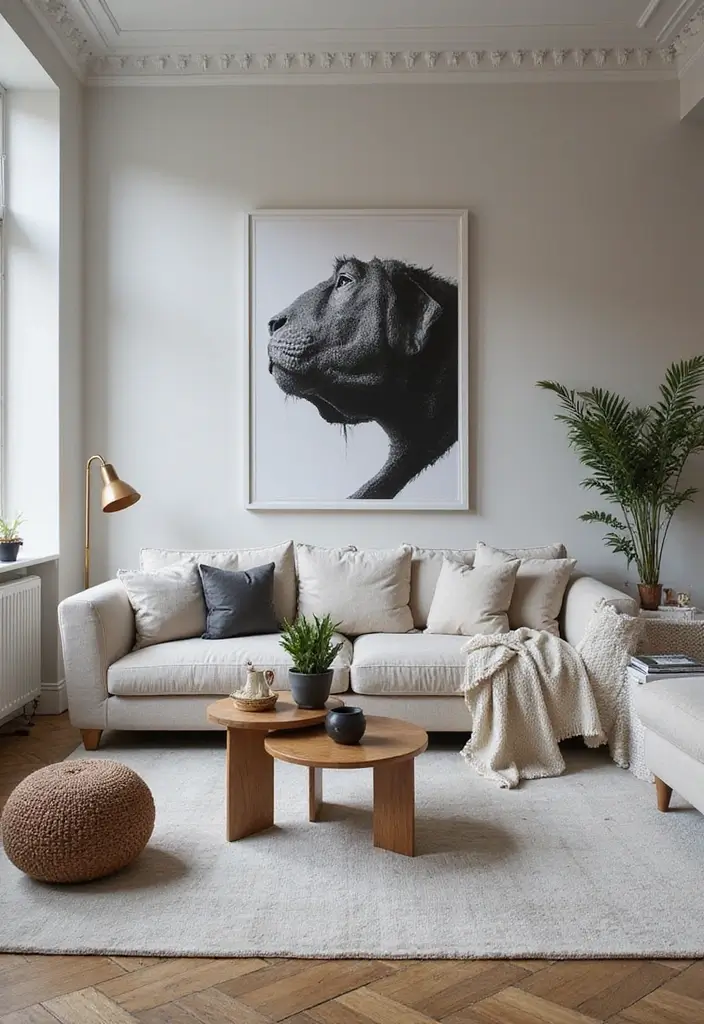 27 Black and White Home Decor Living Room Looks That Never Go Out of Style - 16. Artistic Touches