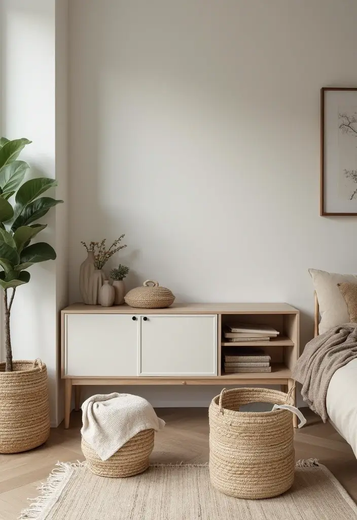 27 Black and White Home Decor Living Room Looks That Never Go Out of Style - 23. Stylish Storage Solutions