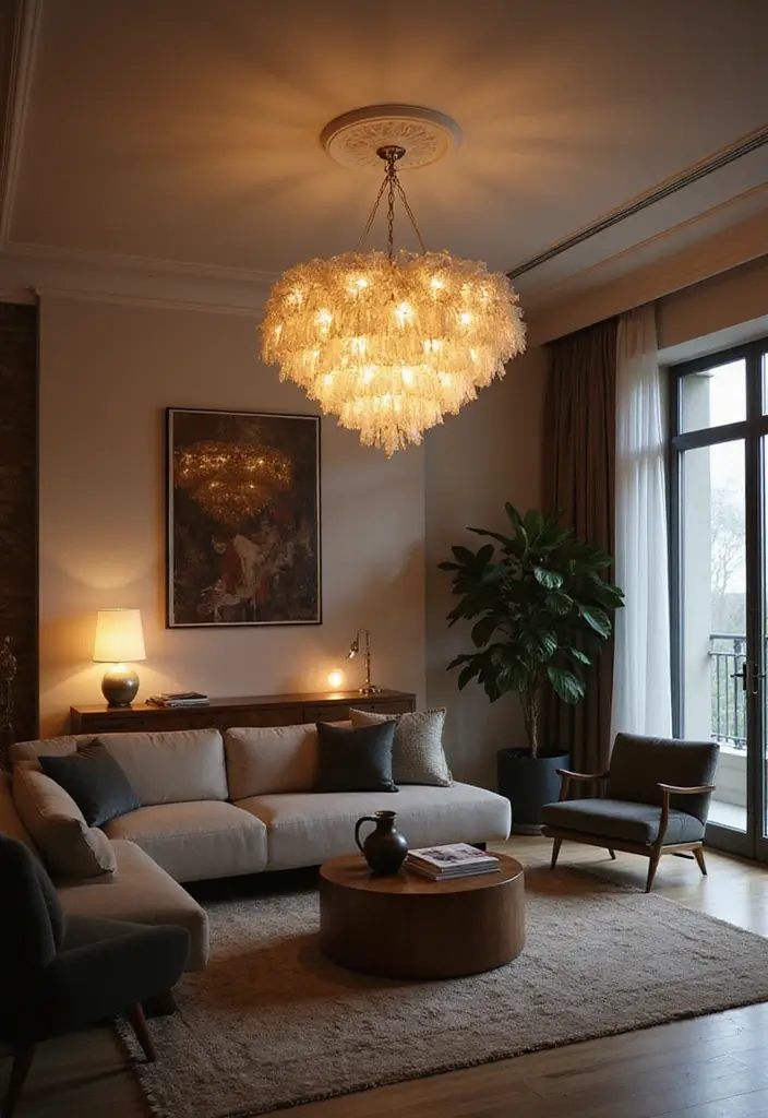 27 Black and White Home Decor Living Room Looks That Never Go Out of Style - 25. Statement Lighting