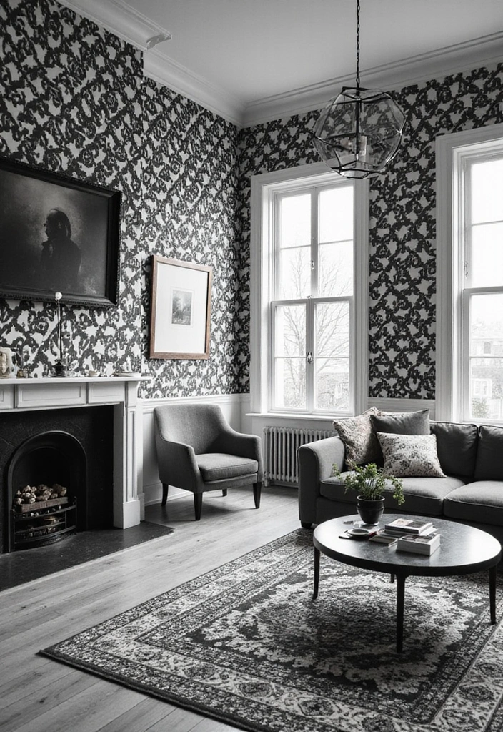 27 Black and White Home Decor Living Room Looks That Never Go Out of Style - 8. Dynamic Patterns