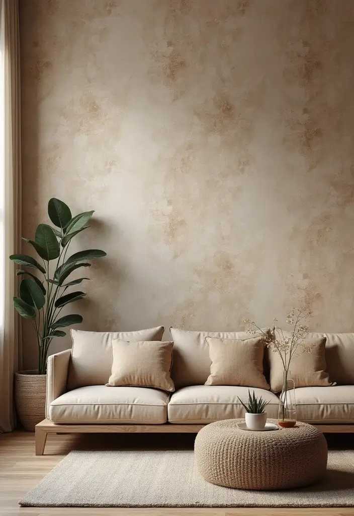 27 Cozy Home Decor Ideas Living Room Designs for Ultimate Comfort - 14. Textured Wallpaper