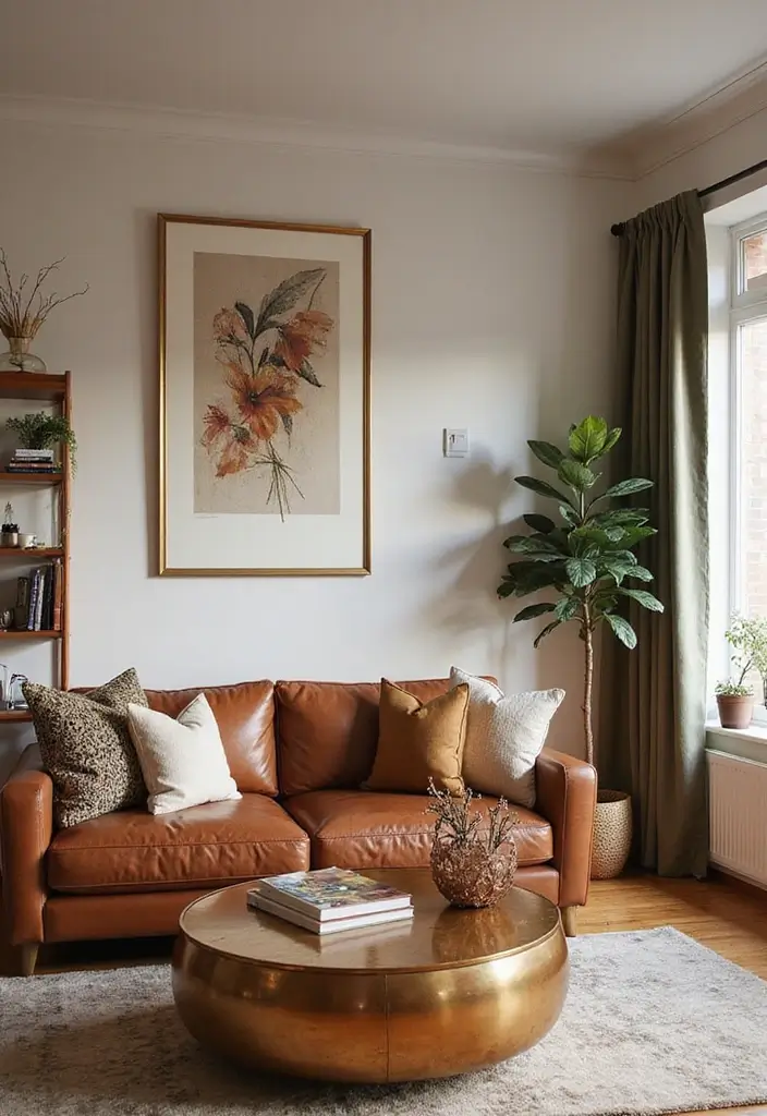 27 Cozy Home Decor Ideas Living Room Designs for Ultimate Comfort - 23. Warm Metallic Accents