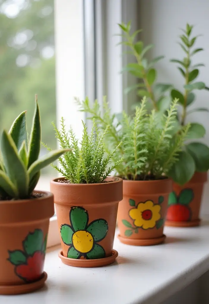 27 DIY Arts and Crafts for Adults Home Decor Fun Projects to Try - 5. Hand-Painted Terracotta Pots