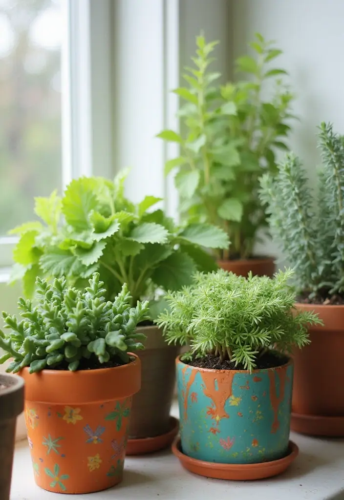 27 DIY Home Decor Easy Bedroom Craft Ideas for a Relaxing Space - 4. Painted Flower Pots