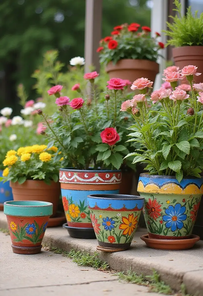 27 DIY Home Decor on a Budget Projects That Look Luxurious - 25. Hand-Painted Flower Pots