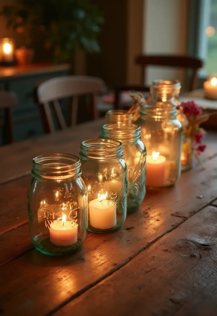 27 DIY Home Decor on a Budget Projects That Look Luxurious - 5. Repurposed Jars as Candle Holders