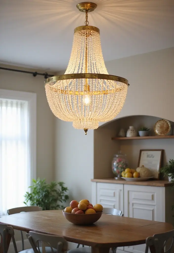 27 DIY Home Decor on a Budget Projects That Look Luxurious - 8. DIY Beaded Chandelier