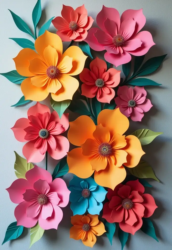 27 DIY Paper Crafts Decoration Wall Art Home Decor for Beginners - 1. Whimsical Paper Flowers