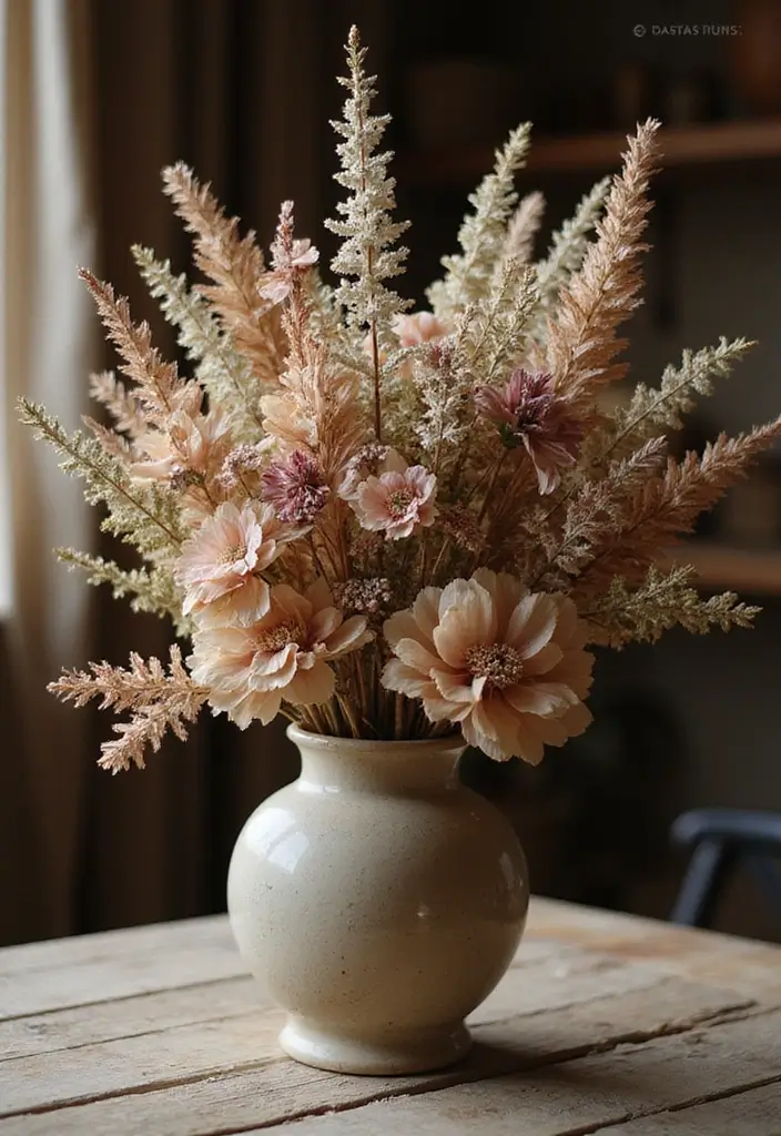 27 Fall Decor Ideas for the Home Boho Vibes for Free Spirits - 2. Dried Floral Arrangements