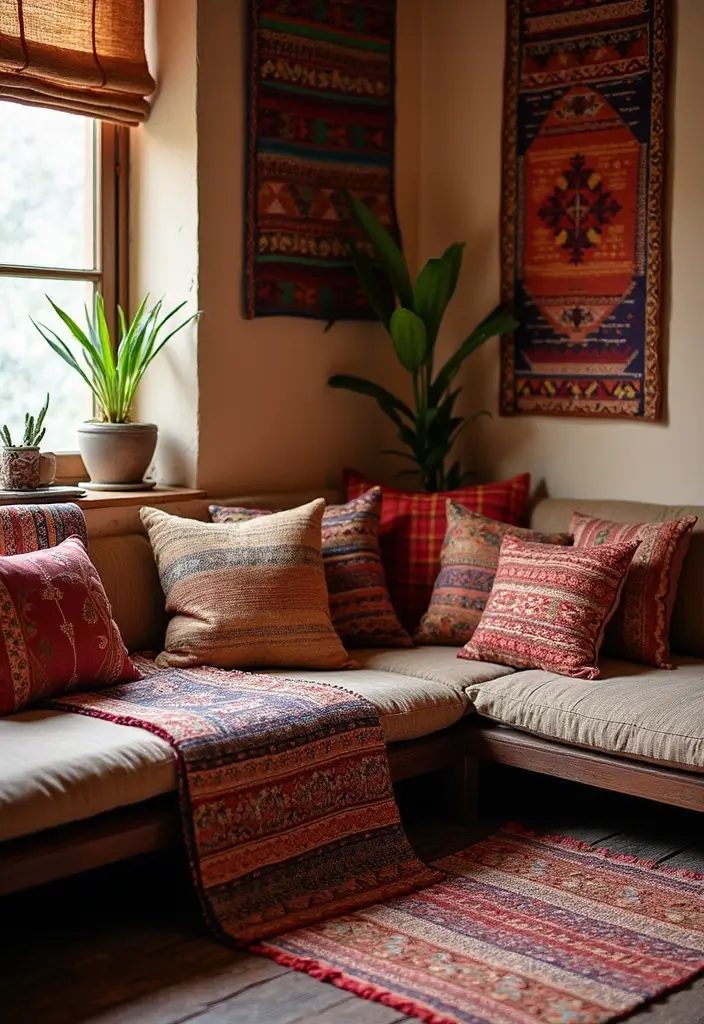 27 Fall Decor Ideas for the Home Boho Vibes for Free Spirits - 22. Ethnic Textiles