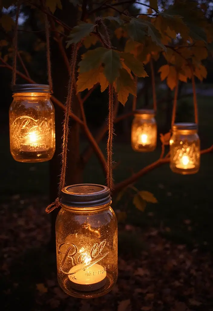 27 Fall Decor Ideas for the Home Boho Vibes for Free Spirits - 5. Upcycled Mason Jar Lanterns