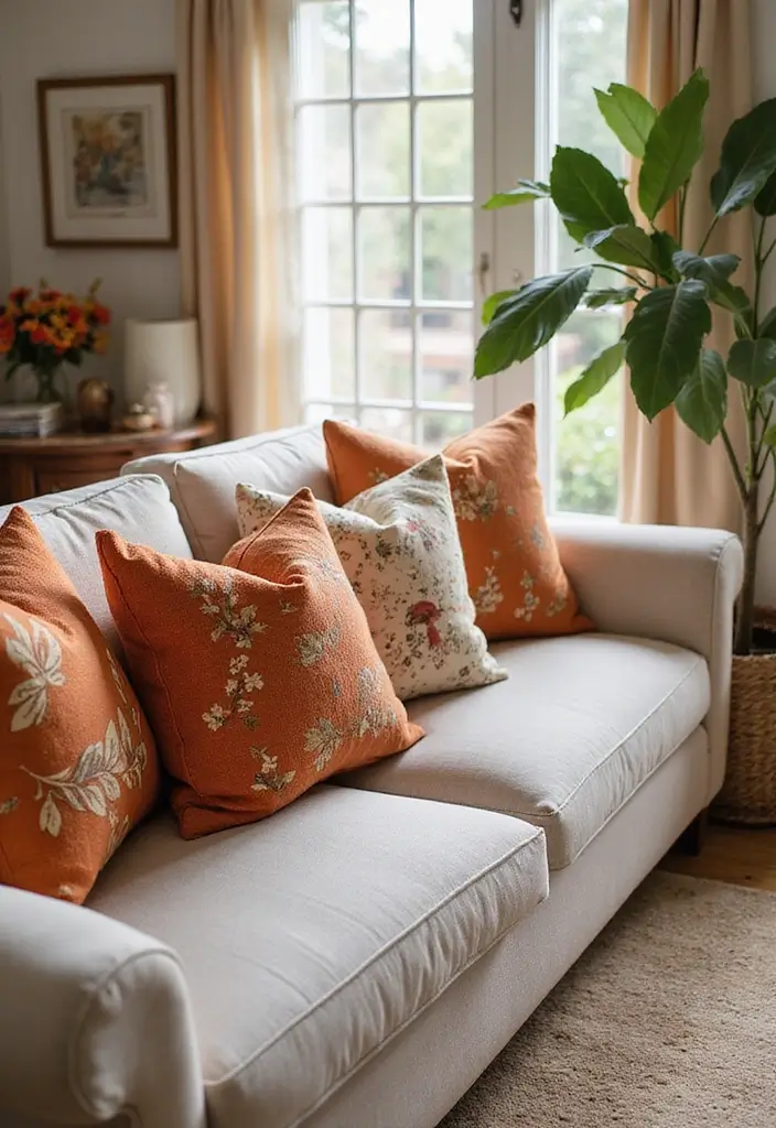 27 Fall Decor Ideas for the Home Farmhouse Style You’ll Adore - 6. Seasonal Pillows