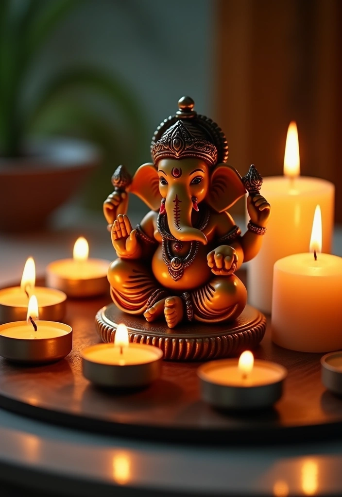 27 Ganesh Decoration Ideas for Simple Yet Beautiful Home Decor - 10. Natural Scented Candles