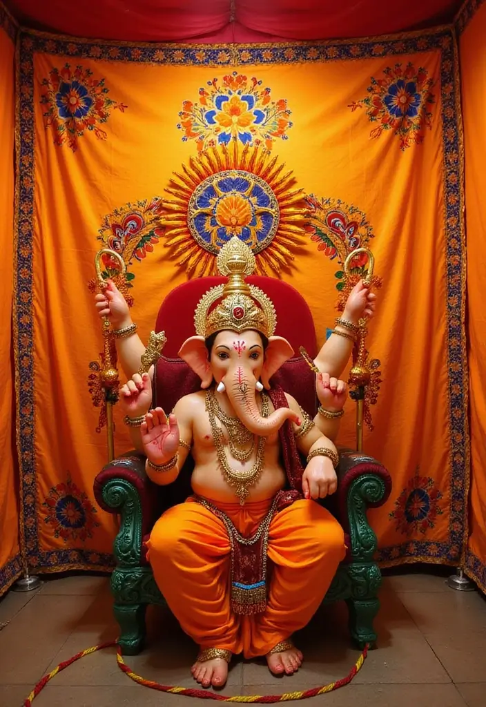 27 Ganesh Decoration Ideas for Simple Yet Beautiful Home Decor - 13. Simple Cloth Banners