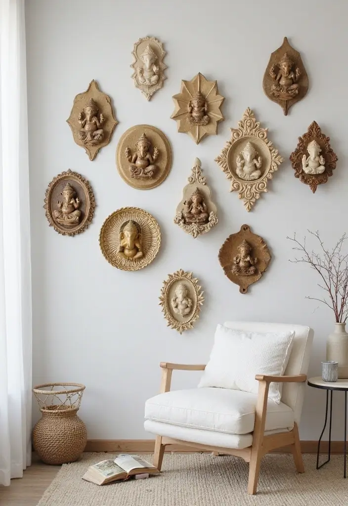 27 Ganesh Decoration Ideas for Simple Yet Beautiful Home Decor - 15. Minimalist Ganesh Wall Art