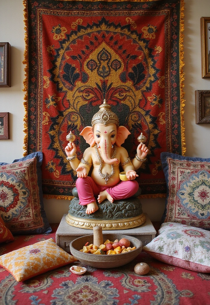 27 Ganesh Decoration Ideas for Simple Yet Beautiful Home Decor - 18. Handmade Textile Decorations