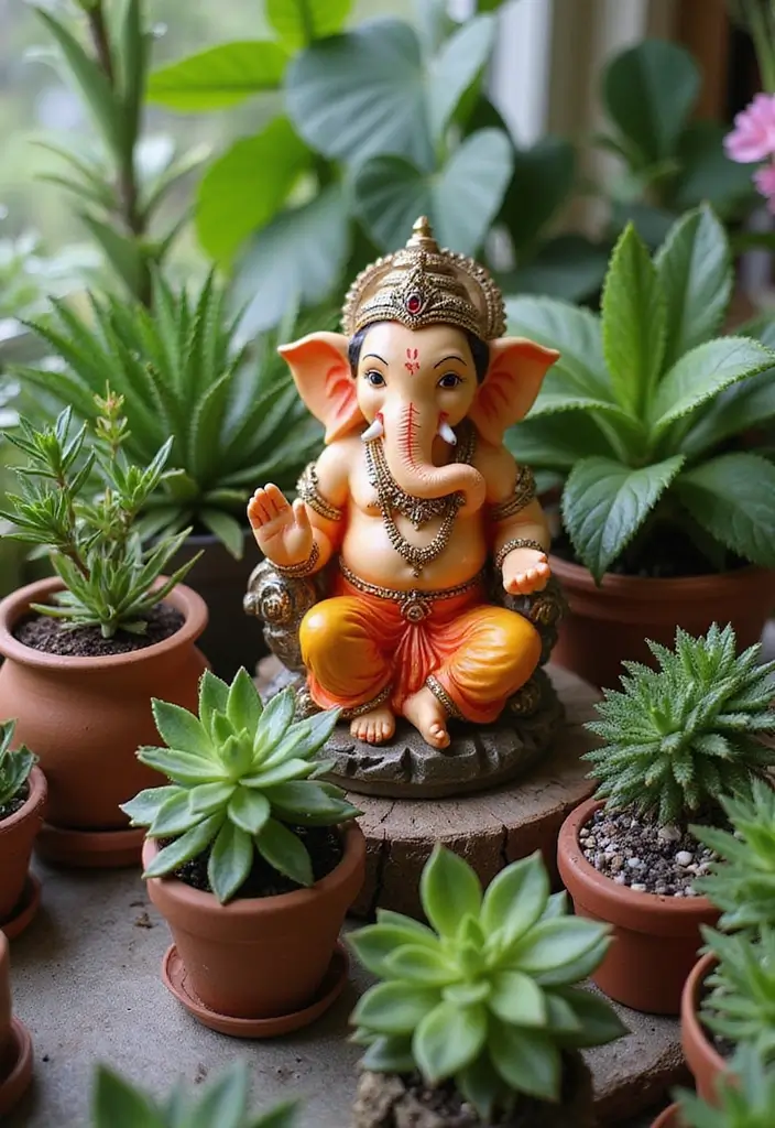 27 Ganesh Decoration Ideas for Simple Yet Beautiful Home Decor - 19. Succulent Arrangements
