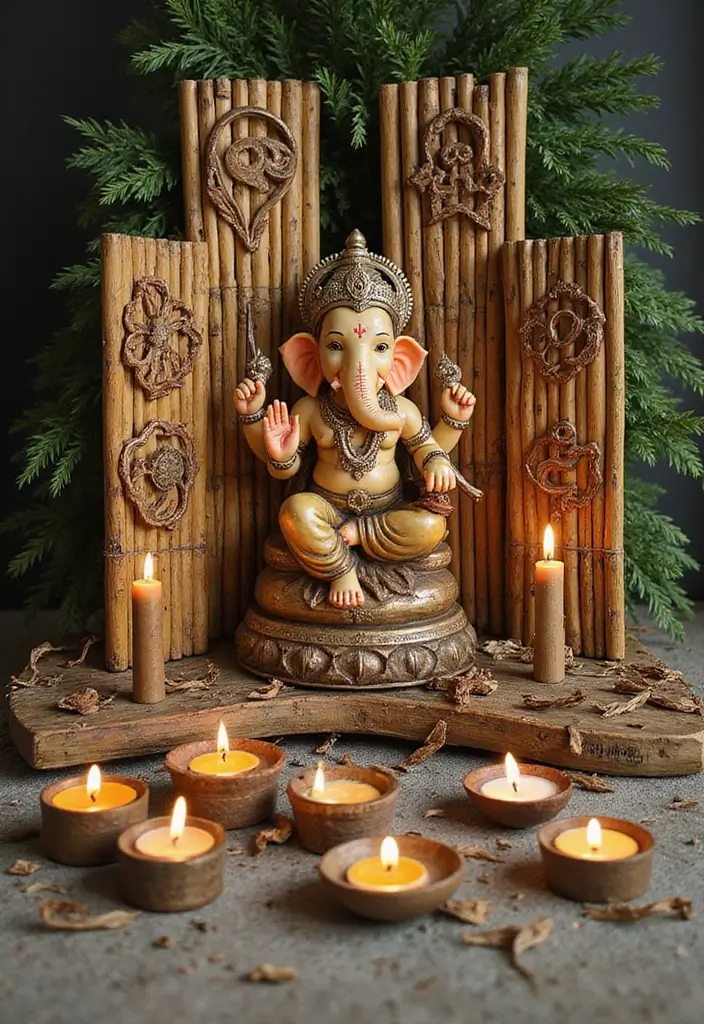 27 Ganesh Decoration Ideas for Simple Yet Beautiful Home Decor - 20. Bamboo Decorations