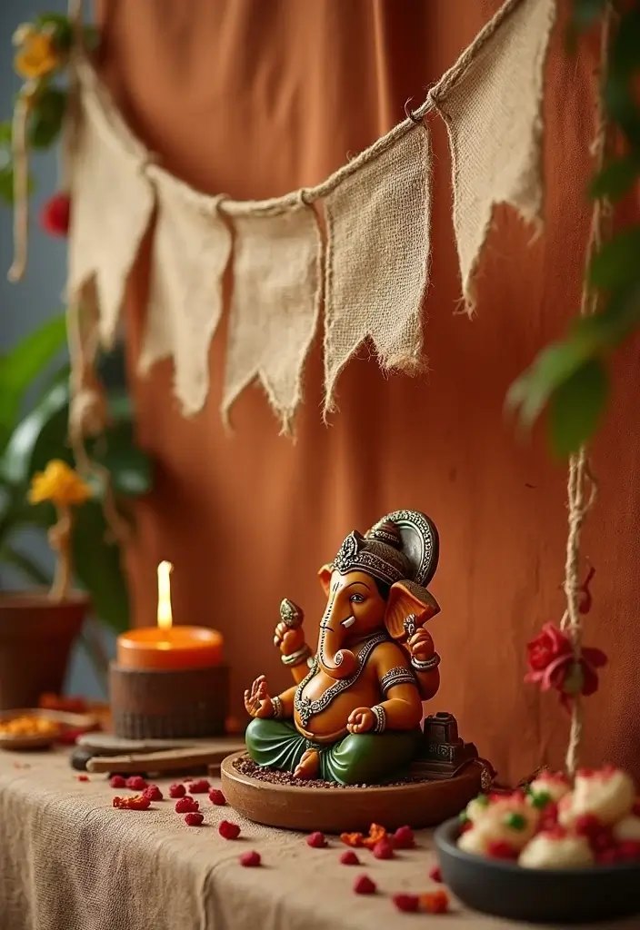 27 Ganesh Decoration Ideas for Simple Yet Beautiful Home Decor - 26. Simple Eco-Friendly Banners