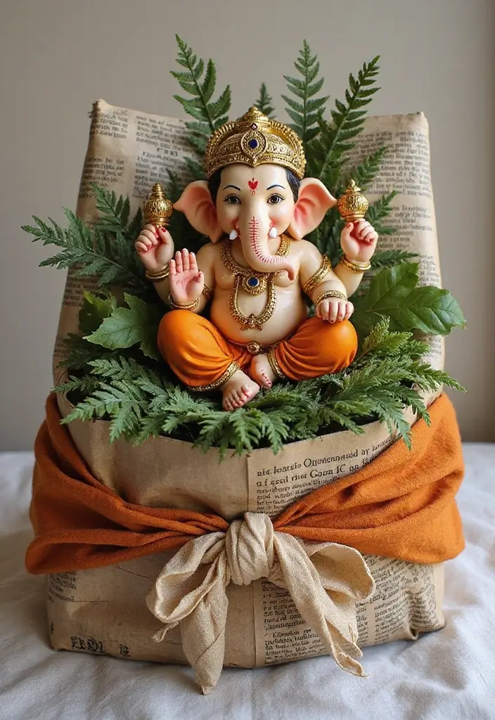 27 Ganesh Decoration Ideas for Simple Yet Beautiful Home Decor - 27. Eco-Focused Gift Wrapping Ideas