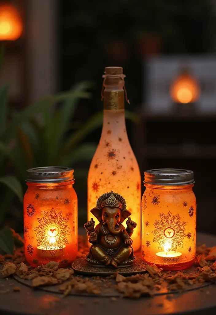 27 Ganesh Decoration Ideas for Simple Yet Beautiful Home Decor - 4. Upcycled Materials for Decorative Lanterns
