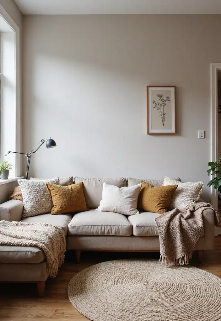 27 Home Decor Ideas for Small Spaces That Feel Spacious - 16. Layer Textures