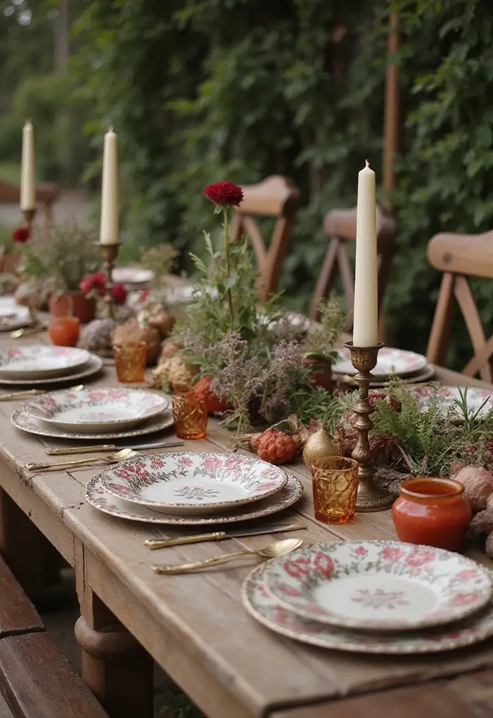 27 Mehendi Function Decor at Home Simple and Elegant Ideas - 12. Vintage Table Settings