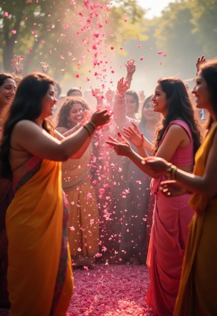 27 Mehendi Function Decor at Home Simple and Elegant Ideas - 15. Biodegradable Confetti