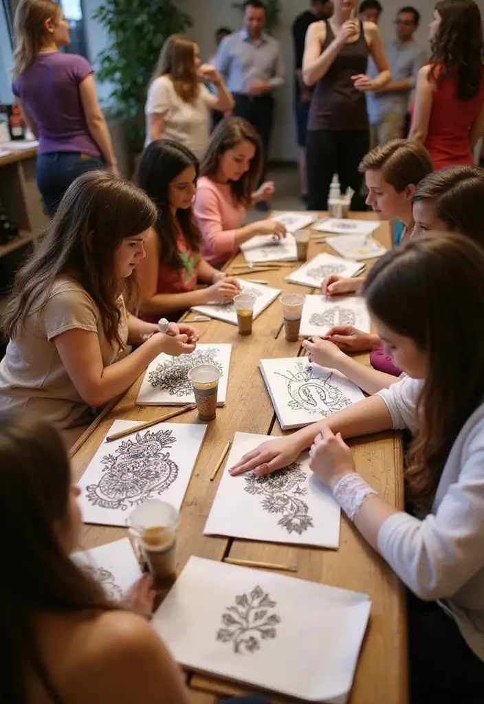 27 Mehendi Function Decor at Home Simple and Elegant Ideas - 4. DIY Mehendi Art Stations