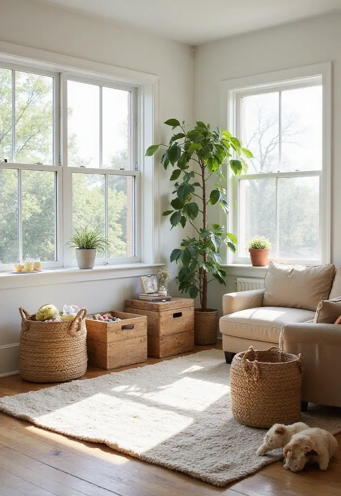 27 Spring Home Decor Ideas: Living Rooms Full of Fresh Energy - 14. Stylish Storage Solutions