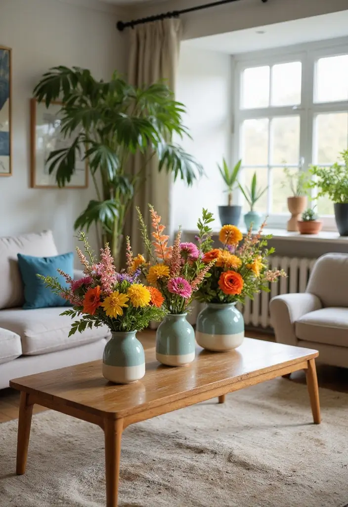 27 Spring Home Decor Ideas: Living Rooms Full of Fresh Energy - 2. Fresh Floral Arrangements